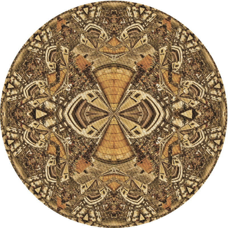 Tapis brun en laine, Rond 6 pi