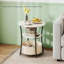 Tables de bout compactes avec station de charge, bois naturel, style industriel pour la maison