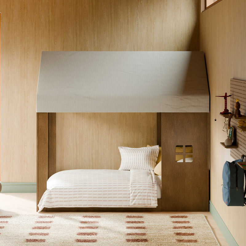 Uchi Montessori-Inspired House Twin Bed, Twin, Natural Walnut