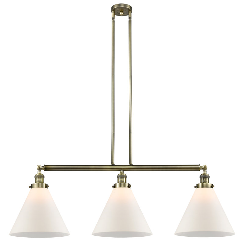 Luminaire suspendu pour îlot 3 lumières Cone, Blanc mat