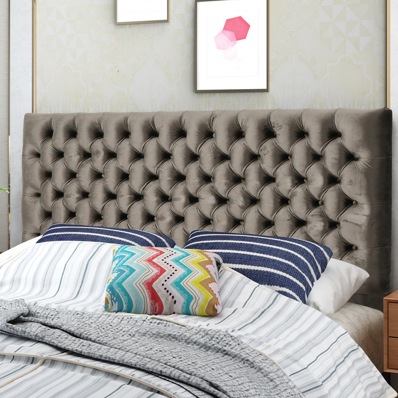 Dannett Queen Upholstered Panel Headboard, Gray