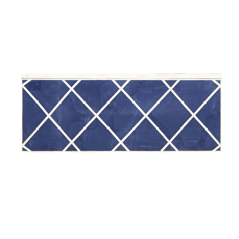 Navy Blue and White Mango Veneer 3-Drawer Accent Chest