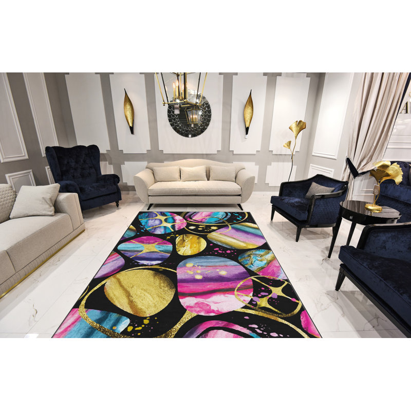 Luxurious Woven Carpet, 4.6 x 7.2 Feet | 100% Polyester, Non-Slip Felt Dot Underside, 0.4 in Pile Height | Machine Washable, Durable Raschel Knitting, Digital Printing | Perfect for Living Room & Bedroom Décor