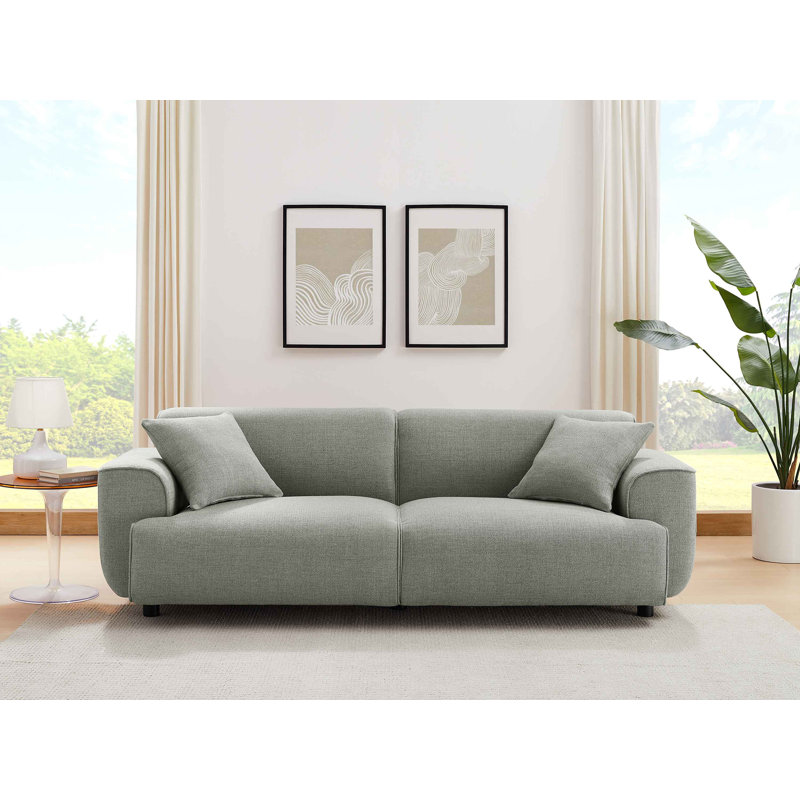 Wallas 231.1Cm Round Arms Sofa,  Grey Polyester Blend