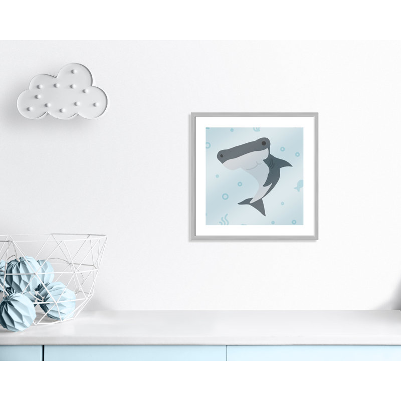 Happy Hammerhead Paper Print, 22.5" H x 22.5" W x 1.18" D, White Box Framed