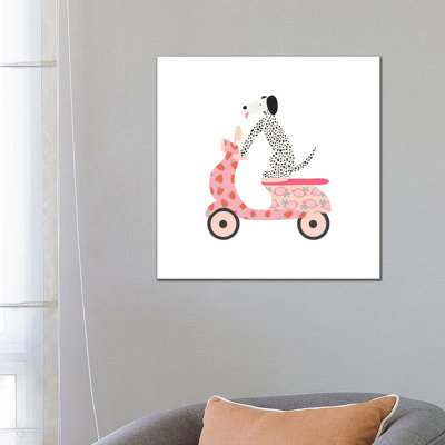 Dog Scooter 1 Piece Wrapped Canvas Painting