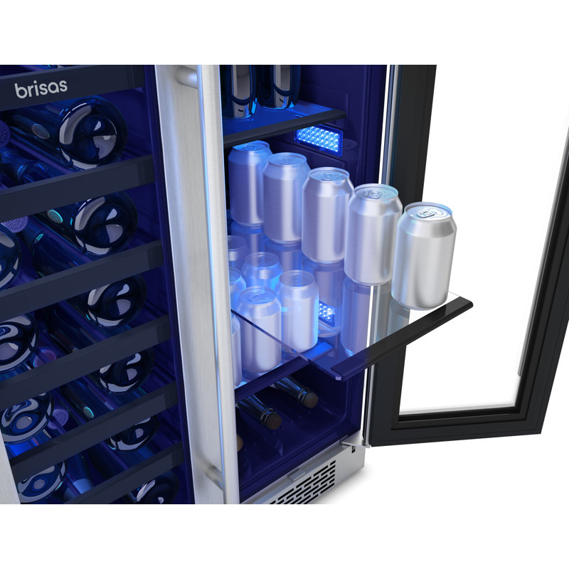 Brisas by Zephyr 24" 21-Bottle and 64-Can Dual Zone Wine and Beverage Cooler