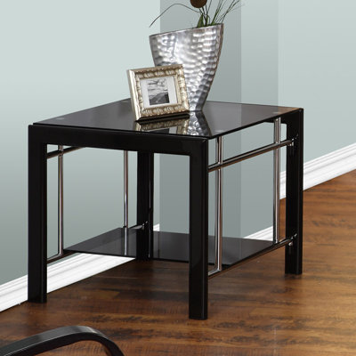Cecilio One Shelf Two Tone Metal and Glass End Table