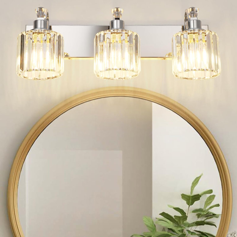 Luminaire de salle de bain moderne en cristal à DEL chromé au-dessus d'un miroir - luminaires muraux 3/4/5/6 lumières