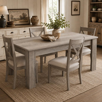 Table de salle à manger 63 "pour 4-6, table de cuisine en bois rustique avec capacité de 300LB