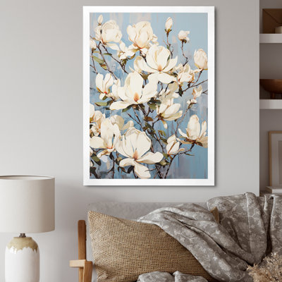 Magnolias en fleurs en blanc