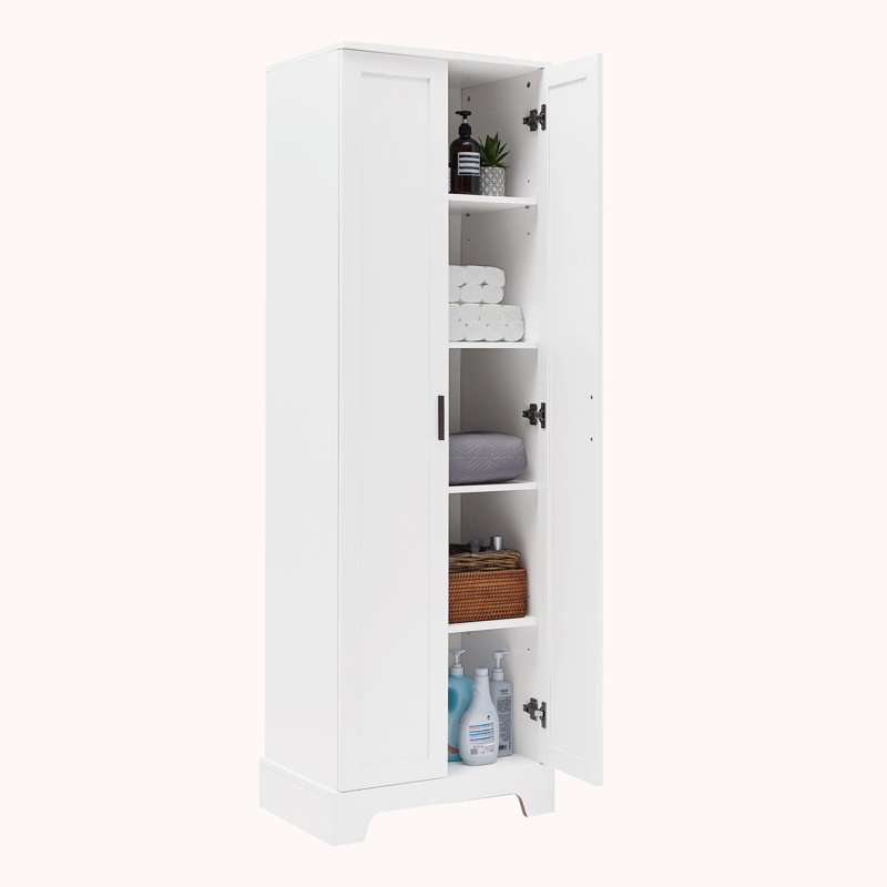 Noyack Wood Accent Cabinet, Tall Accent Cabinet, Living Room Storage Cabinet, White