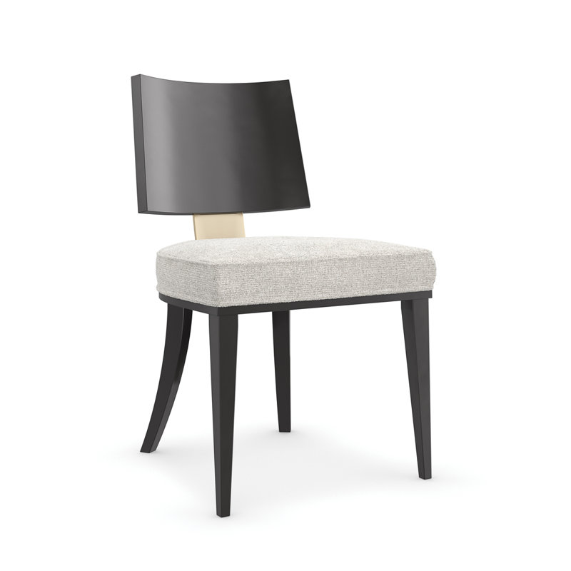 Cream Upholstered Side Chair with Black Wood Frame