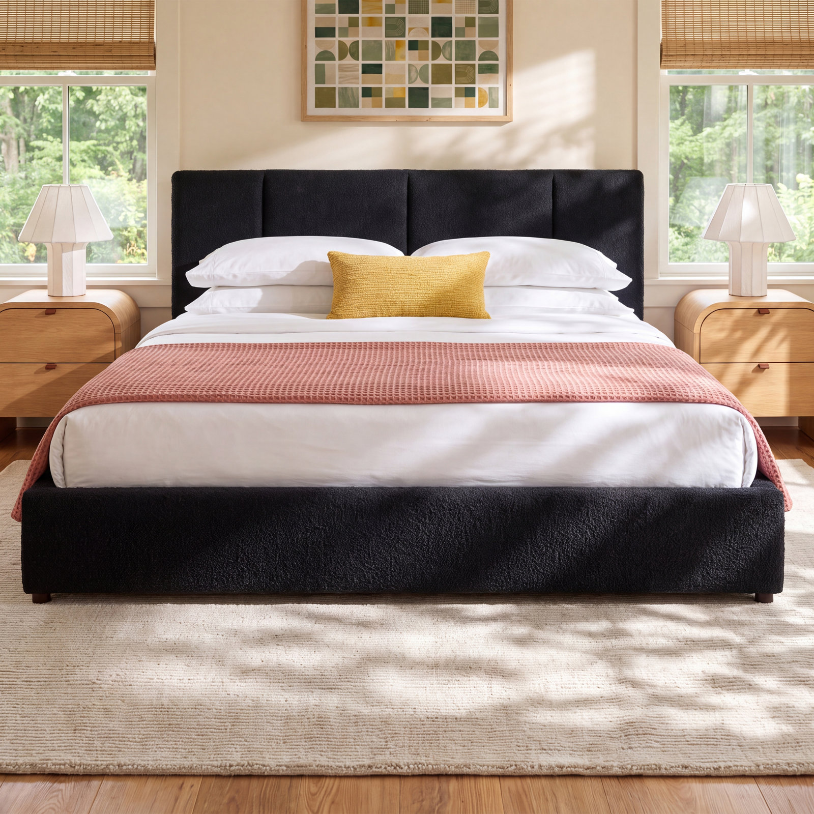 Ruthie Upholstered Bed, King, Black