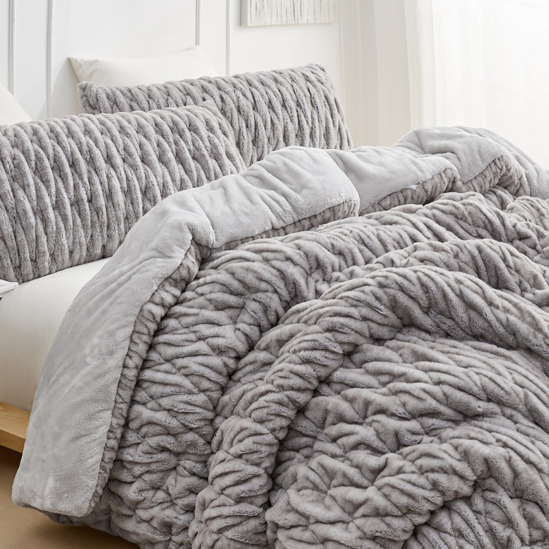 Ensemble d'édredon surdimensionné Wrinkle Rolls Chunky Bunny - Coma, Édredon pour grand lit + 2 taies décoratives, Brun