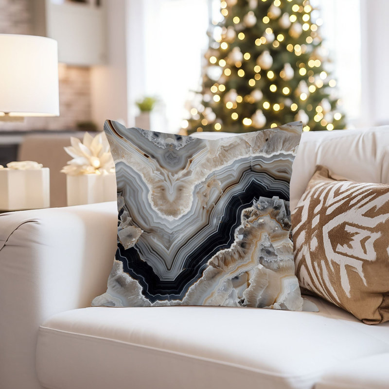 Abstract Gray Marble Geode Pattern IV Modern, 16"H x 16"W