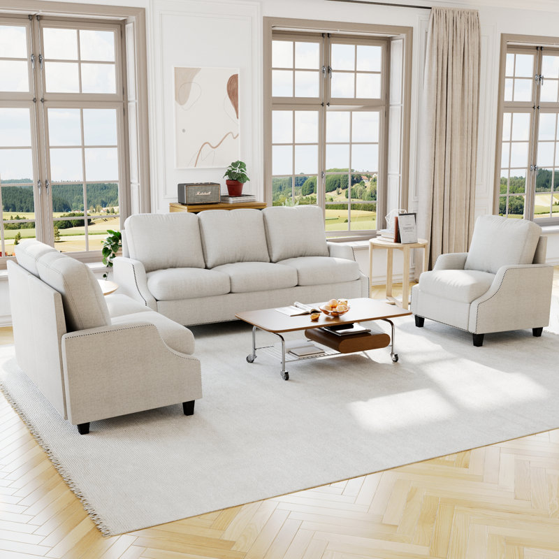 Ensemble de canapés de salon modernes 3 pièces comprenant canapé modulaire, causeuse et fauteuil, idéal pour le confort et le style d'un appartement