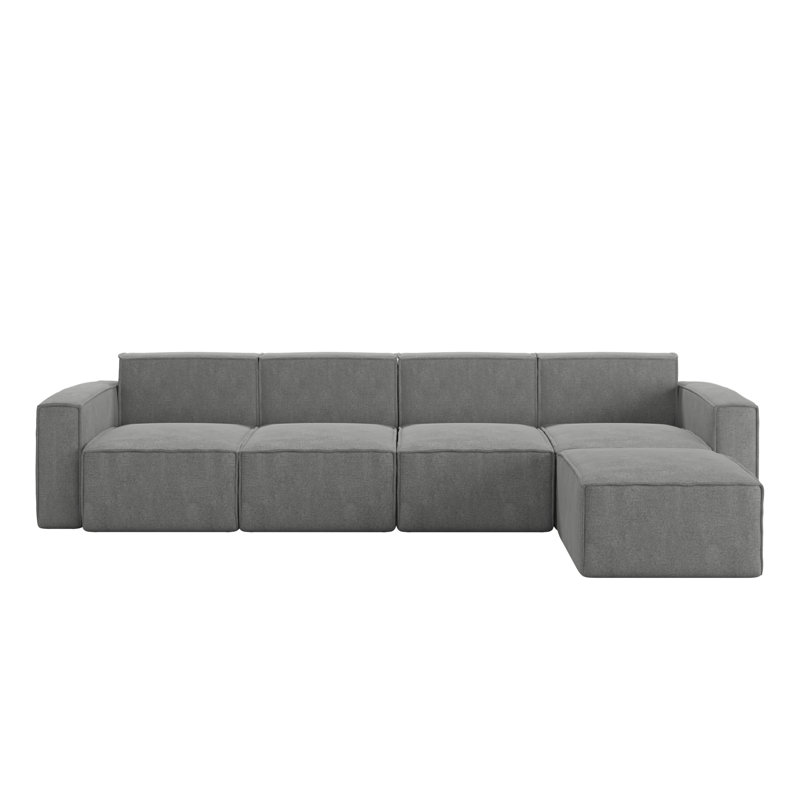 Canapé modulaire avec repose-pieds 5 pièces Bridgetown, Polyester gris foncé