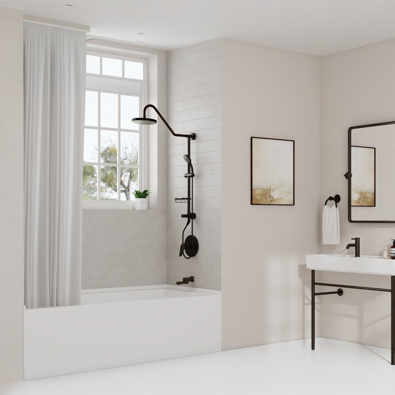 Kauai III 8-in Rain Showerhead Shower System with Slide Bar and Integrated Soap Dish, Oil Rubbed Bronze