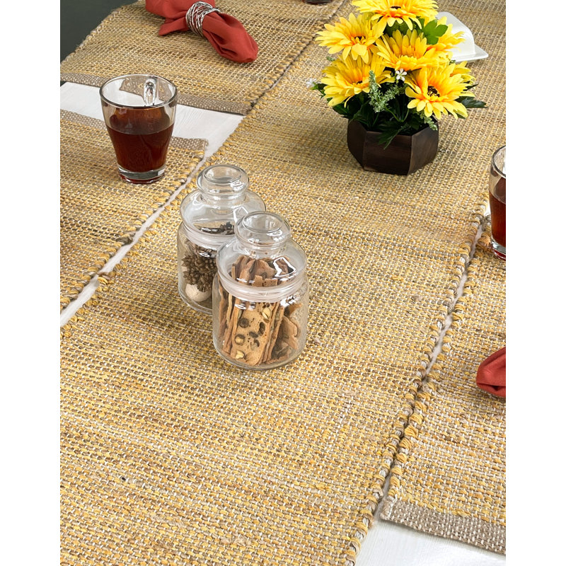Chemin de table Pingham, 72 po x 13 po, Naturel / Or