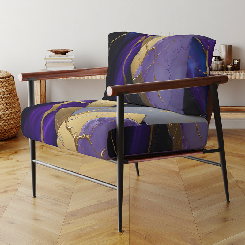 Cress - Fauteuil d'appoint rembourré en marbre, Noir, noir, noir, noir