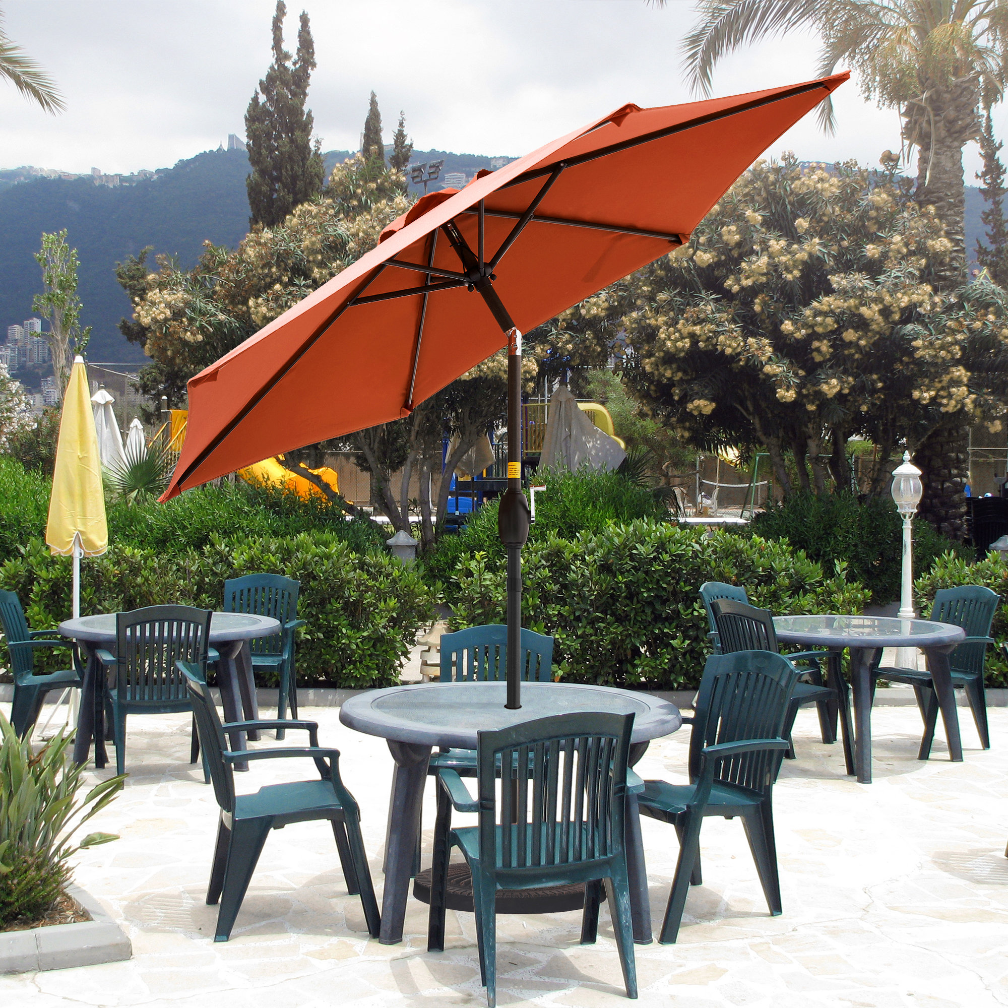 Arlmont & Co. 90'' Market Umbrella with Push-Button Tilt for Patio ...