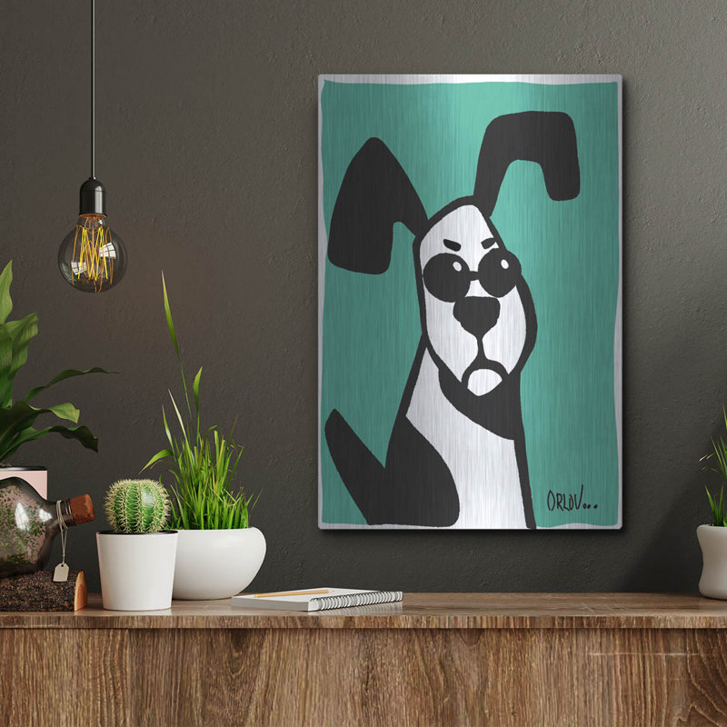 «Dog On Teal» par Irena Orlov, H 16 po x l 12 po