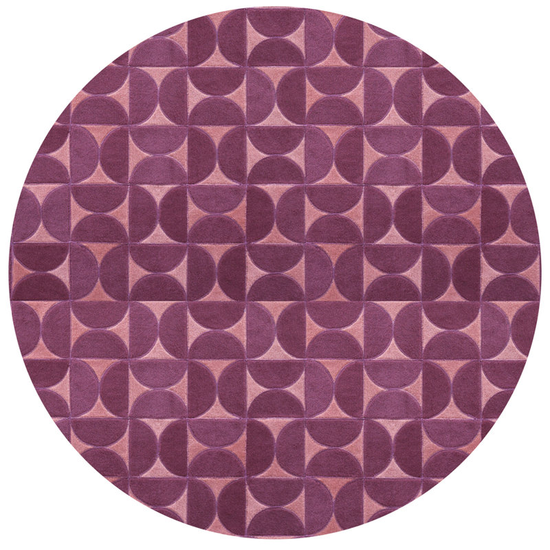 Horizons Geometric Area Rug in Pink, Round 9'10"