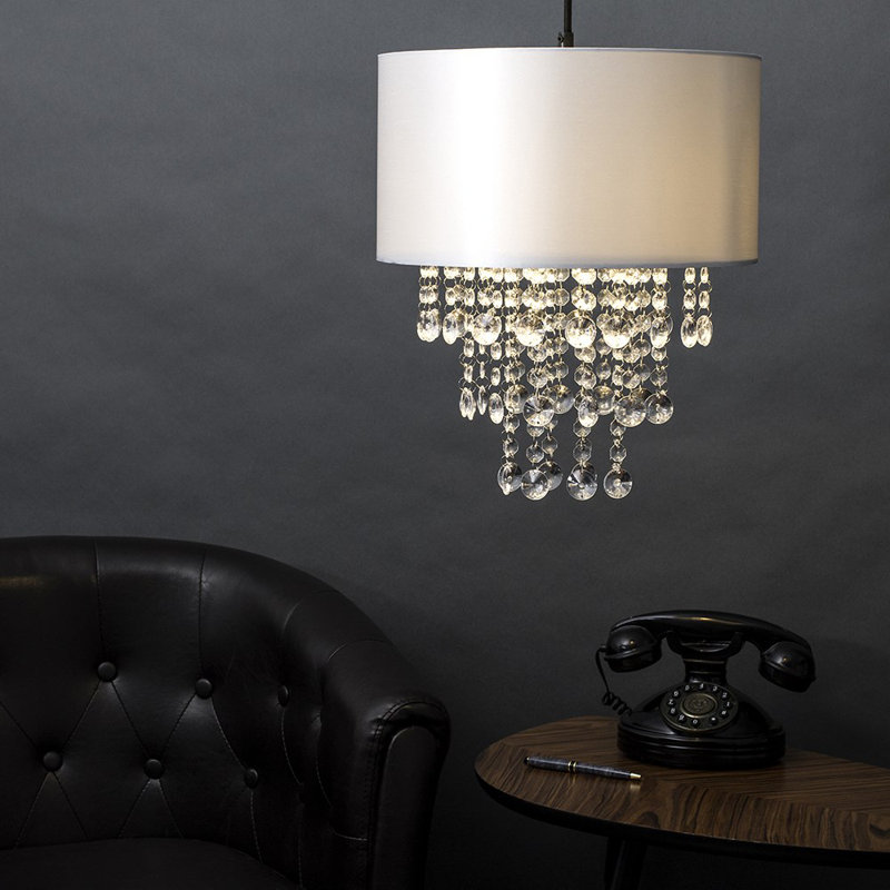 Jesmond 33cm H Fabric Drum Pendant Shade, No, Grey