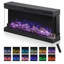 36" 3-Sided Glass Electric Fireplace, Wall Mounted and Recessed with Thermostat, 12-Colour Flame, Adjustable Brightness, Remote Control with Timer, 1400W