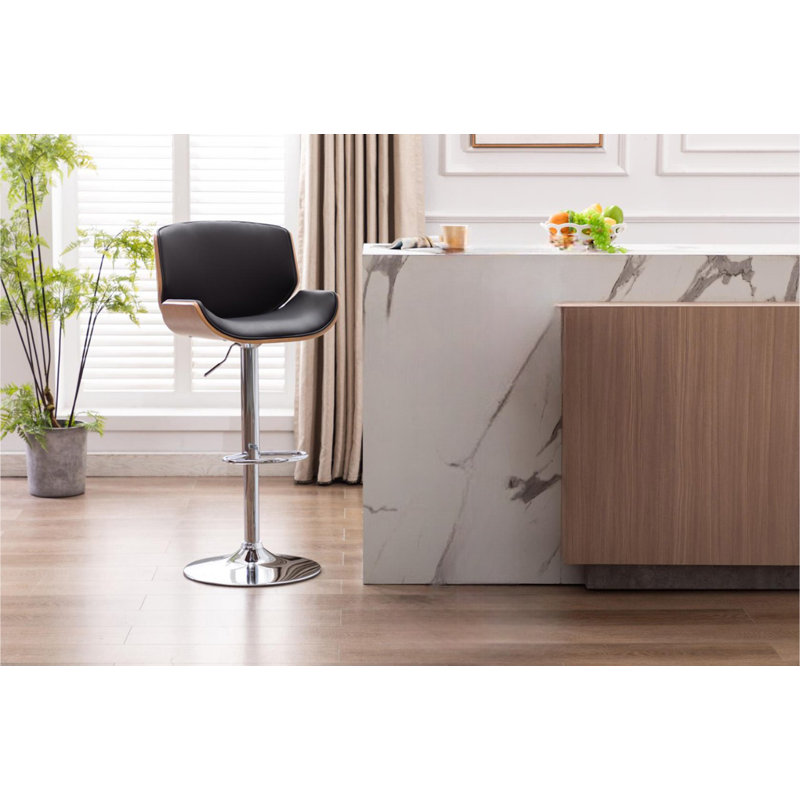 Katalyn Swivel Adjustable Height Bar Stool, Black