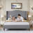 Queen Size Upholstered Wingback Platform Bed with Tall Headboard-Light Gray-1448439381-1441749361
