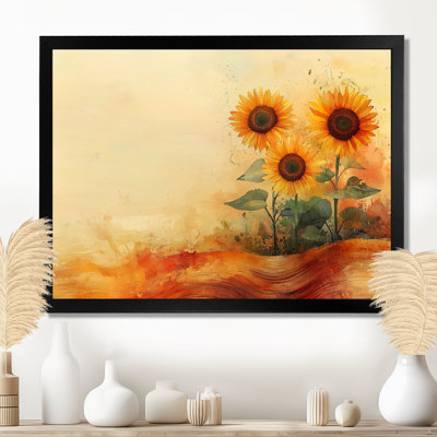 Drucy, tournesols rétro, paysage de jardin à la grange - tournesols, art mural