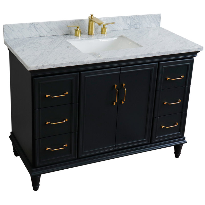 Meuble-lavabo simple l 49 po Metaza, Gris foncé