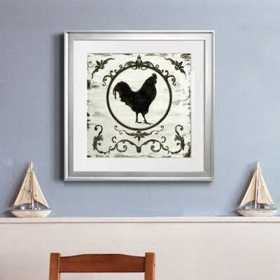 Berkshire Rooster - Natural History Print, Matted and Framed Under Acrylic Glass, Study and Living Room Wall Art