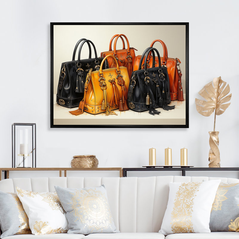 " Popart Fashion Bag Envy II ", Black Floater Framed, 16" H x 32" W x 1" D