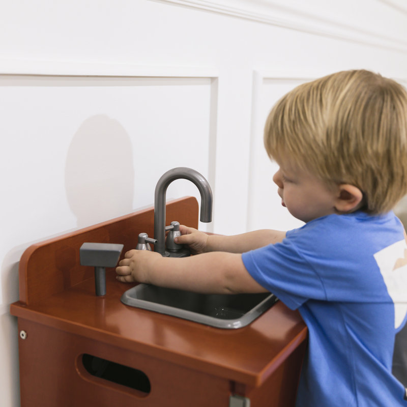 Évier de cuisine en bois ECR4Kids pour enfants, meubles Montessori, Brun