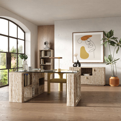 Trence L-shape Glass Desk