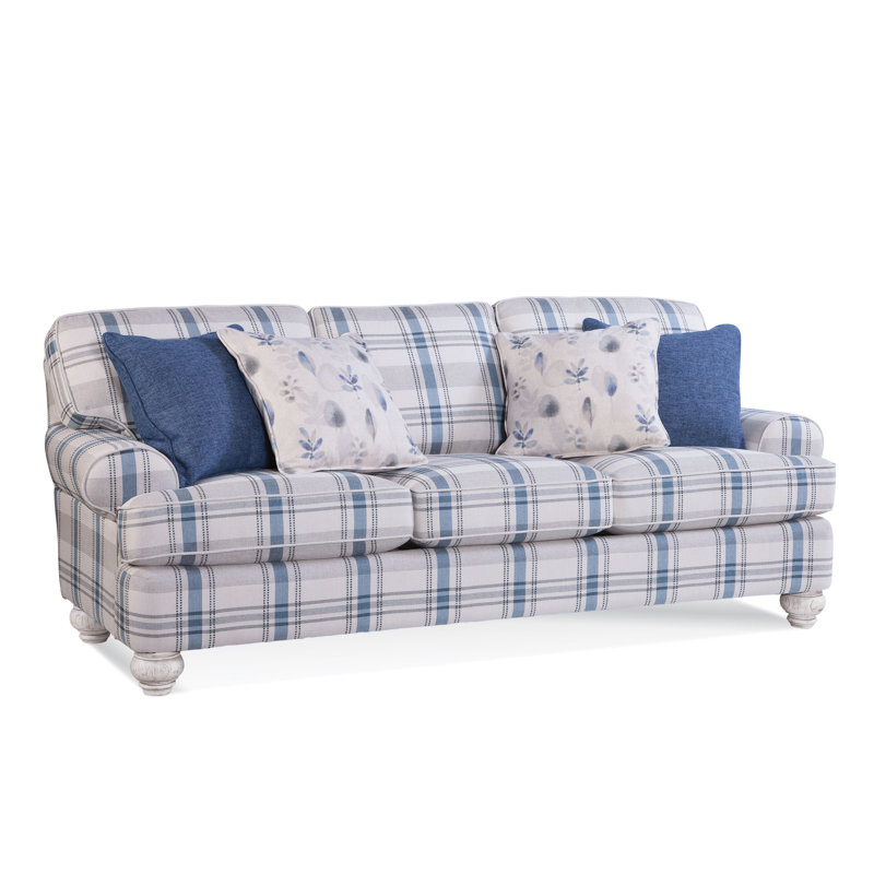 Artisan Landing Sofa, Gel Memory Foam Mattress, Hatteras, Blue Buffalo Check; 0120-61