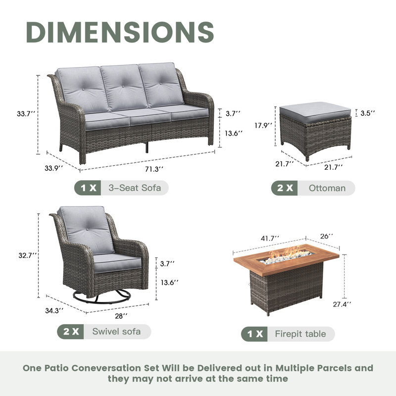 Outdoor Conversation Set, Grey, Grey