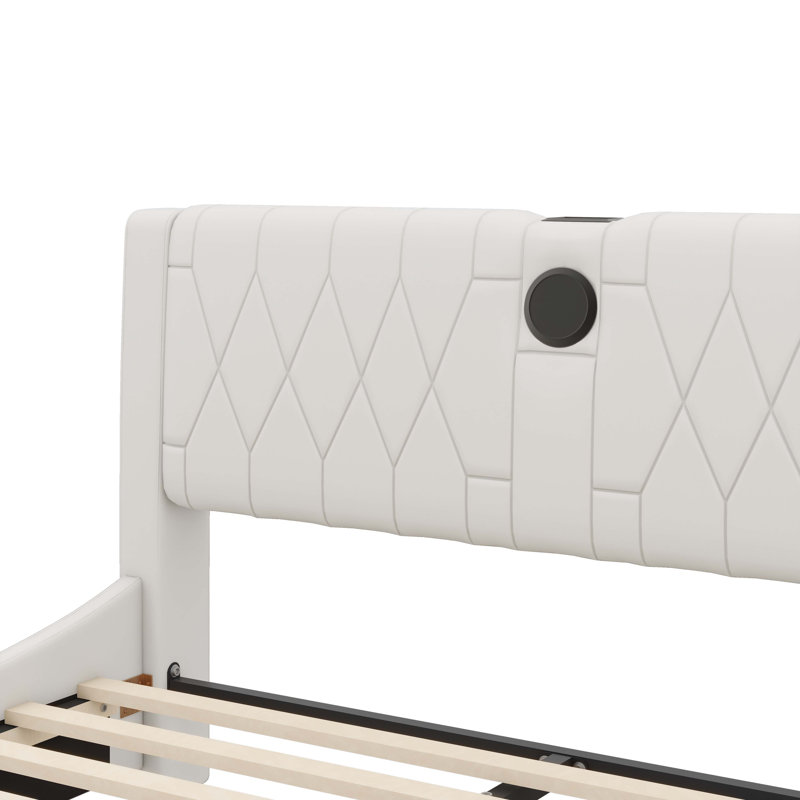 Opulent Artificial Leather-Clad Platform Bed Featuring A Thickened Headboard, Bluetooth Audio System, And RGB LED Illumination
