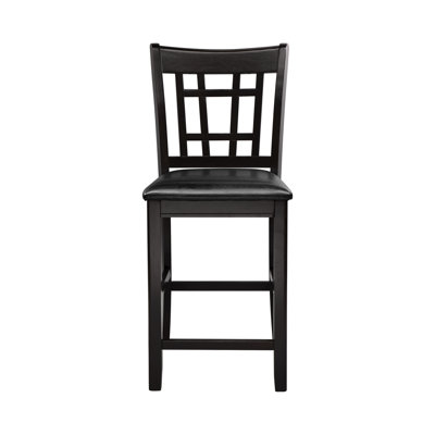 Buchan 2Pc Counter Height Dining Chairs, Dark Cherry Wood Finish, Faux Leather Seat, 250Lb Capacity, Black -Cotton Blend Upholstery Classic Style Seats, Cotton Upholstery, 19.25" Package Width Seating
