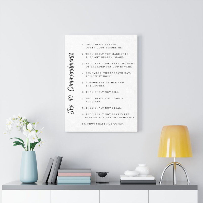 «10 Commandments White Side Christian», reproduction d'art murale prête à être accrochée, H 24 po x l 18 po x P 1,25 po