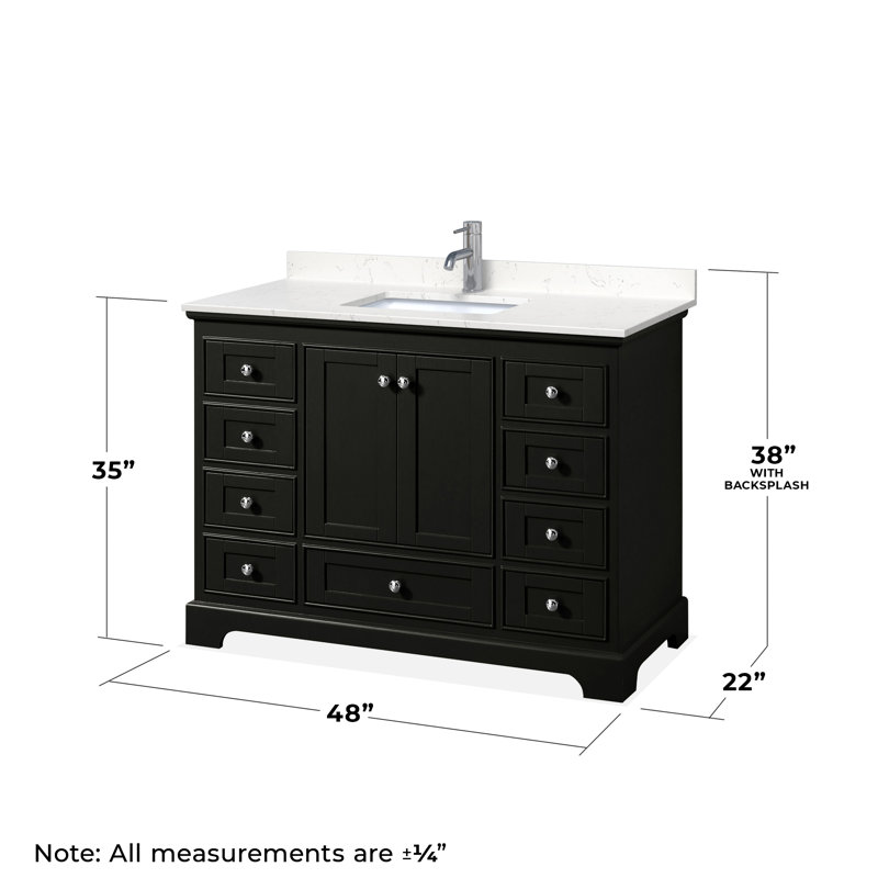 Ensemble de meuble-lavabo simple 48 po Deborah, Espresso foncé, Chrome poli, Marbre de culture de Carrare