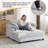 Corduroy Upholstered Convertible Sleeper Sofa with Toss Pillows-1520154637