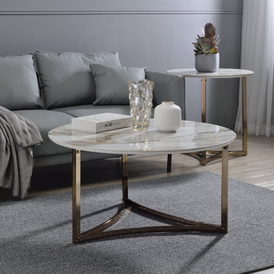 Round Coffee Table Living Room Table Modern Coffee Table Center Table for Living Room