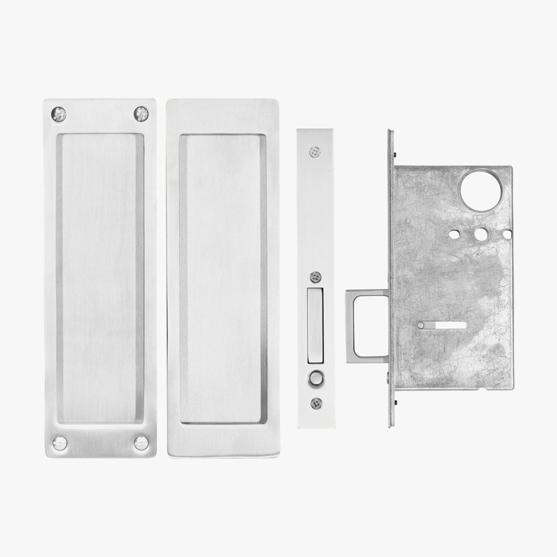 Rectangular Passage Pocket Door Lock Set, Satin Black