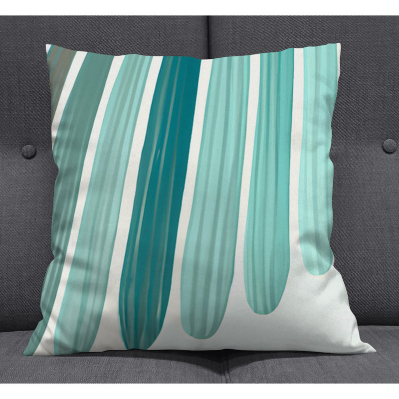 Throw Pillow With Insert, 16"H x 16"W, Green Striped/Abstract 4
