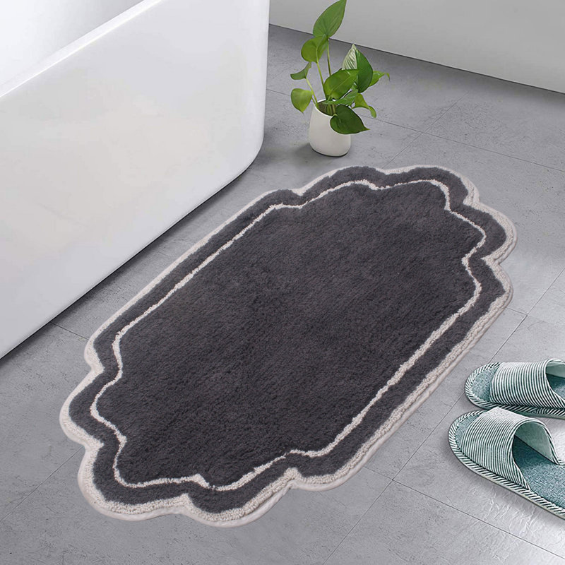 Tapis pour salle de bain Dobrinka, Gris foncé, 21 po x 34 po (rectangulaire)
