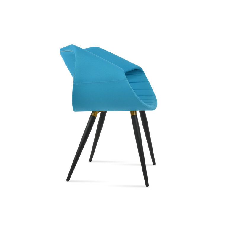 Fauteuil rouge Seminyak Ana, Tissu turquoise, Noir/laiton